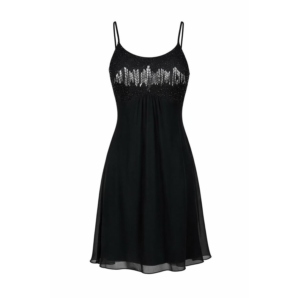 Cachet Womens Black Beaded Cocktail Dress Size 8 Spaghetti Strap Evening